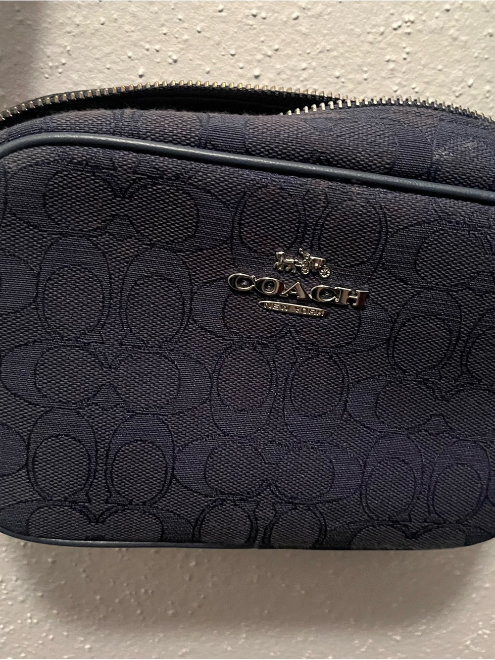 Coach Navy Signature Canvas Toiletry Case